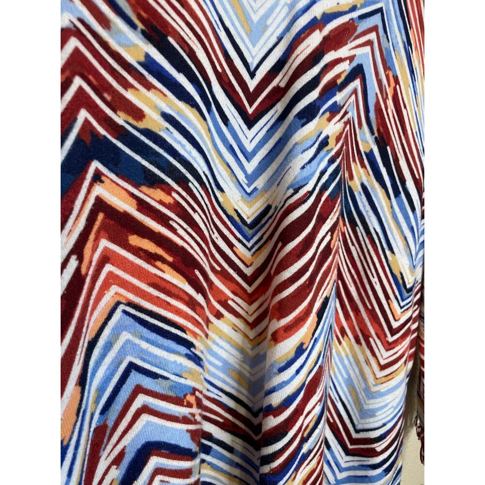 Alfred Dunner Boho Zig Zag Multicolor Fringe Long Sleeve Women's Blouse Large - Picture 6 of 9